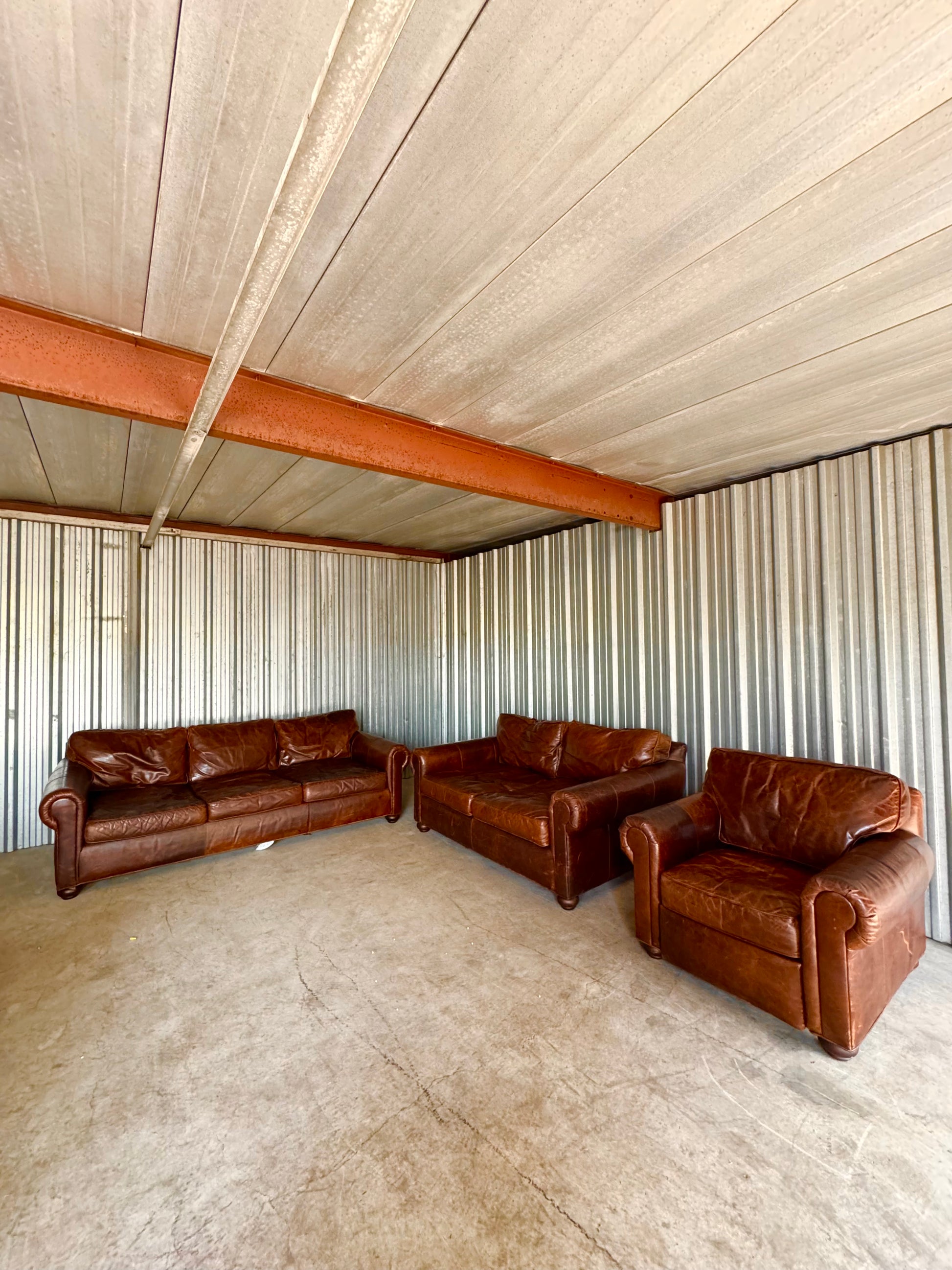 Restoration Hardware Down-Filled Lancaster Set in Italian Brompton Leather