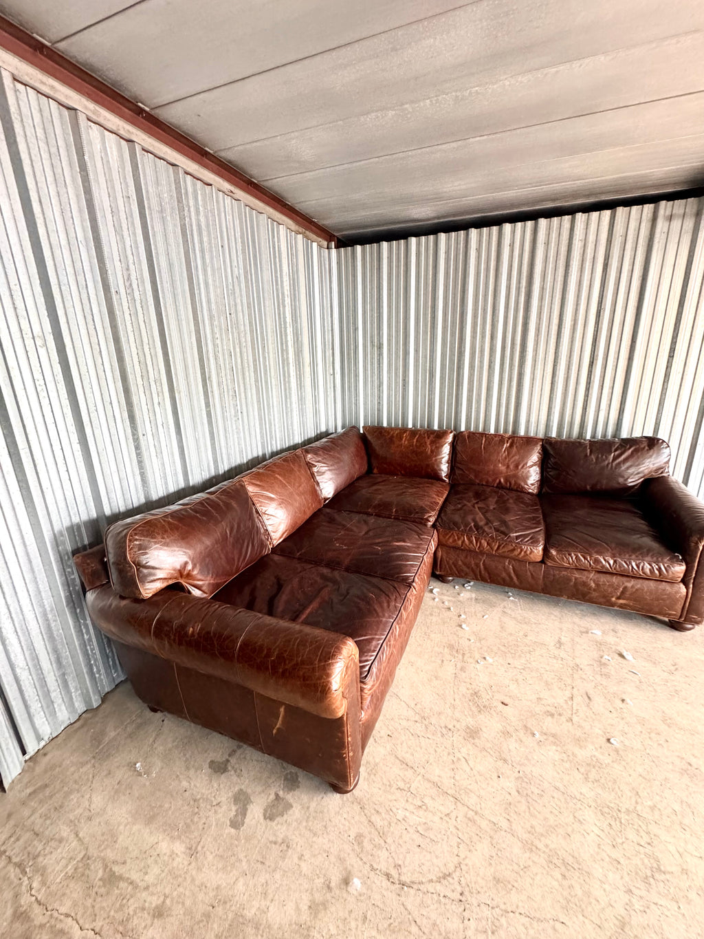 Restoration Hardware Down-Filled Luxe Depth Modular Sectional Lancaster in Italian Brompton Leather