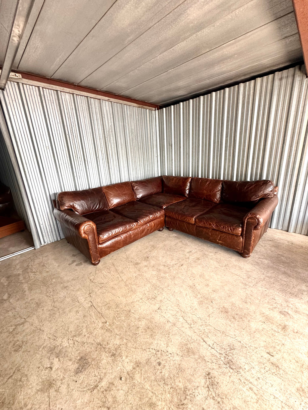 Restoration Hardware Down-Filled Luxe Depth Modular Sectional Lancaster in Italian Brompton Leather