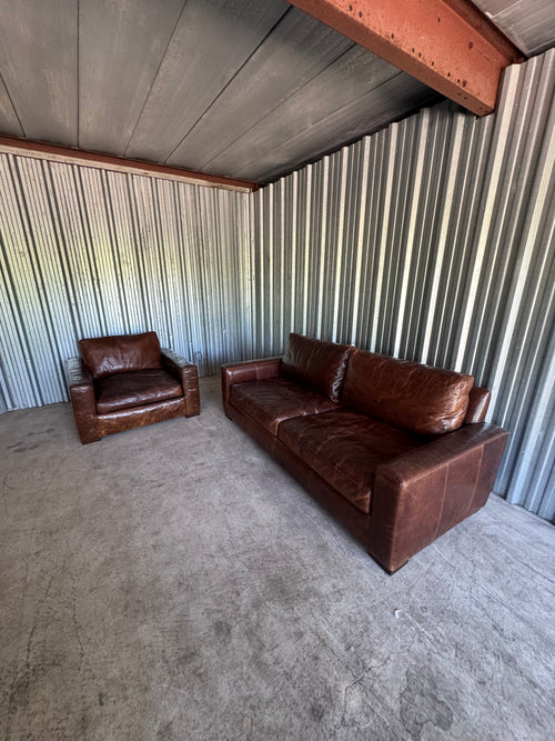 Restoration Hardware 7' Classic Depth Maxwell Sofa in Cocoa Italian Brompton Leather